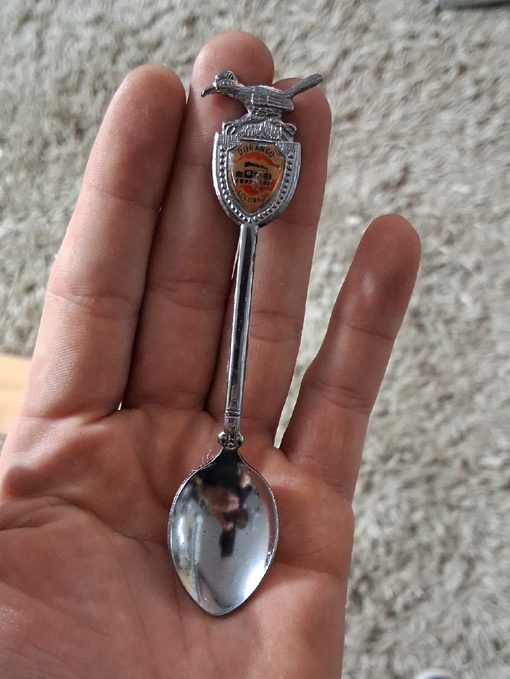 Souvenir Silver Tone Collectible Spoon with Bird and Shield